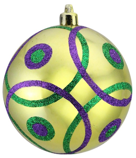 100mm Mardi Gras Circle/Dot Ornament