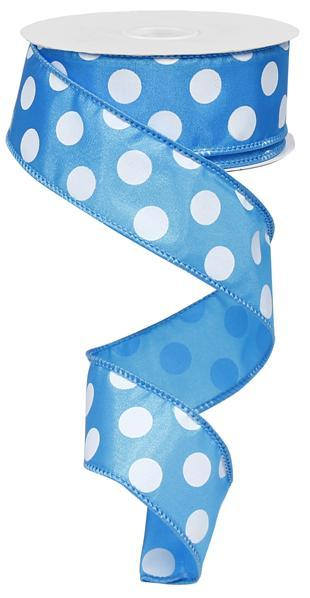 1.5" AQUA MEDIUM POLKA DOT (10YDS)