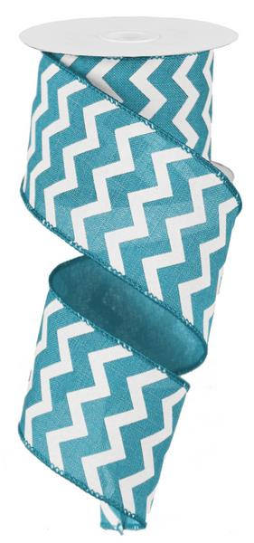 2.5" AQUA BLUE TIGHT CHEVRON - (10YDS)