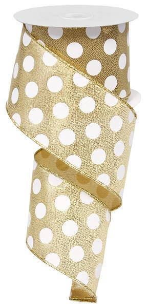 2.5" GOLD MEDIUM POLKA DOT - (10YDS)