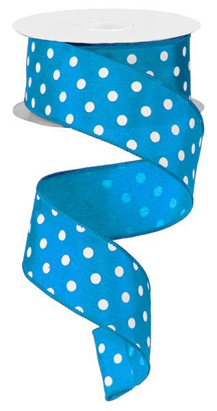 1.5" AQUA SMALL POLKA DOT (10YDS)
