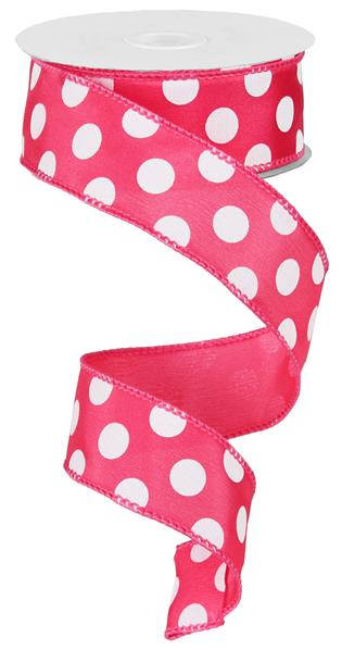 1.5" HOT PINK MEDIUM POLKA - (10YDS)