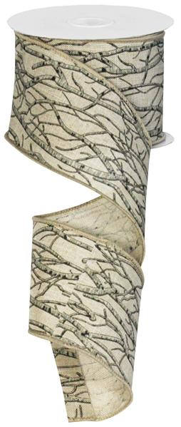 2.5" TREE BRANCH ON NATURAL RIBBON - (10YDS)