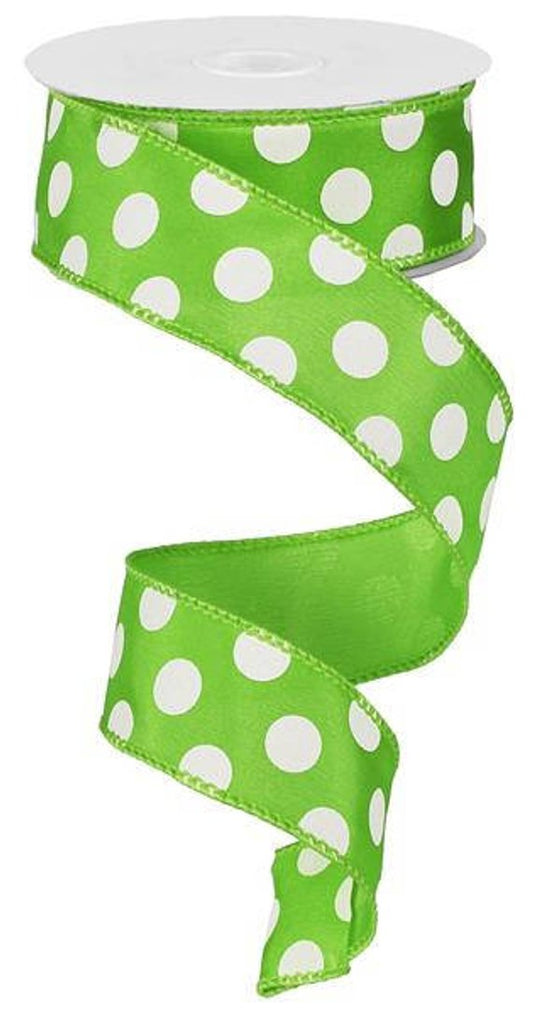 1.5" LIME GREEN MED POLKA DOT (10YDS)